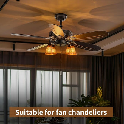 Ceiling Fan Replacement Globes, 4 Pack Chrysanthemum Pattern Fixture Replacement Globes Shades with 1-5/8" Fitter, ALUCSET 4.5" Height 4-3/4" Diameter, Metal Cover for Pendant Lamp-Yellow Brass&Gold