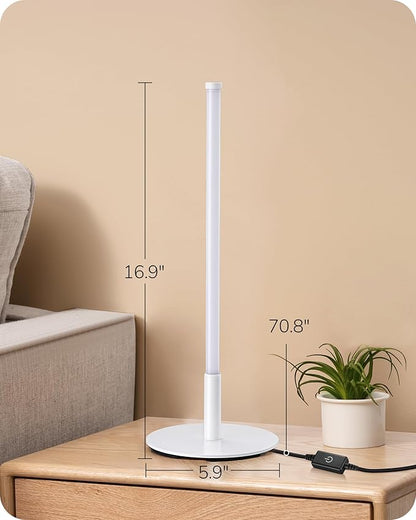 EDISHINE Upgraded LED Table Lamp Set of 2, 16.9" Dimmable Modern Bedside Lamps with Metal Finish & 3 CCT, Minimalist Desk Lamps, White Nightstand Lamp for Bedroom, Living Room, Corner