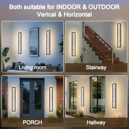 2 Pack Outdoor Wall Light for Porch,32 inch Modern Led Long Wall Lights Fixture,Dimmable Exterior Linear Lighting for House,Outside LED Long Lights for Patio,Garage