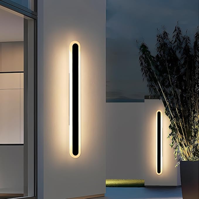 2 Pack Long Outdoor Wall Light, 47.2inch Modern Wall Sconce, 3000K Warm White, IP65 Waterproof, White Acrylic, 42W Minimalist Exterior Light Fixture for Garage, Patio, Porch, Garden