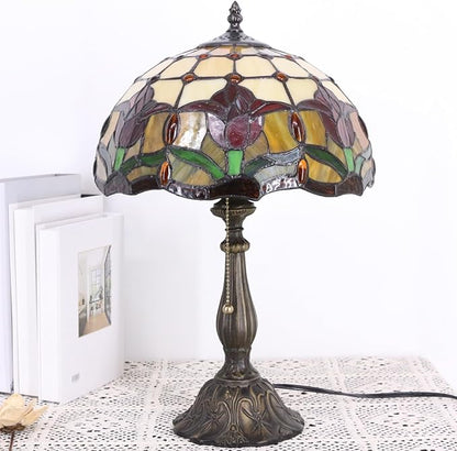 Table Lamp Base Replacement Only, Wide 6 Height 18 Inch, Fit for 8, 10, 12 Inch Tiffany Style Stained Glass Lampshade, Dark Bronze Finish,Resin, Push Switch On Cord