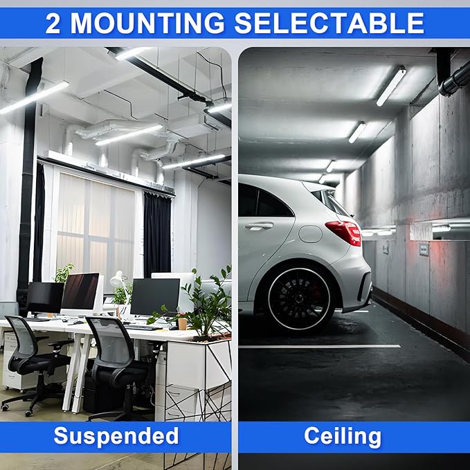 40W LED Linear Strip Lights, 4FT LED Shop Light, 5200LM 5000K 0-10V Dimmable Commercial Indoor Shop Ceiling Lights Fixture for Workshop, Garage, Office, AC100-277V DLC & ETL Listed (4 Pack)