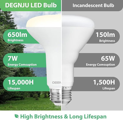 18 Pack BR30 LED Recessed Light Bulb, Dimmable Indoor Flood Light Bulbs CRI80 7W Equivalent 65W 3000K Warm White 650 Lumens, 15000 Lifetime Hours E26 Base LED Can Light Bulb, Flicker-Free