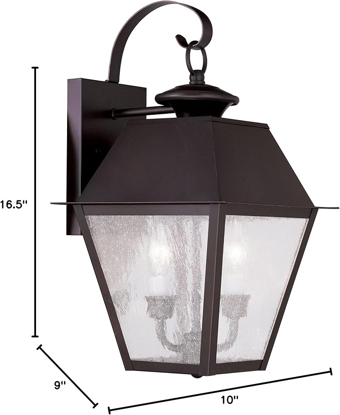 Livex Lighting 2165-07 Mansfield 2-Light Outdoor Wall Lantern, Bronze
