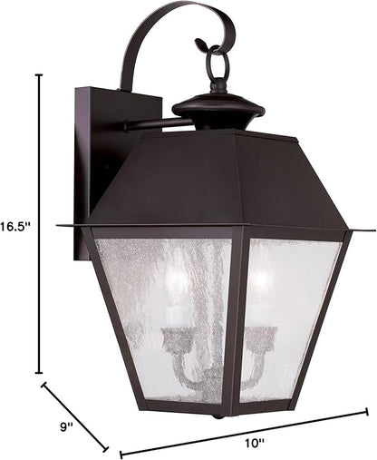Livex Lighting 2165-07 Mansfield 2-Light Outdoor Wall Lantern, Bronze