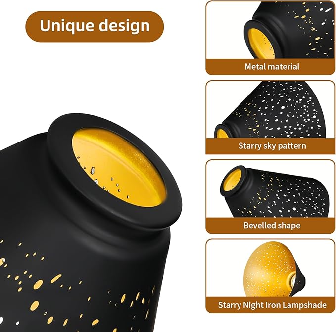 Pendant Light Shade, ALUCSET Trumpet Star Iron Lampshade Fitter 2.4 inch Height 7.4 Inch Bottom Diameter 5.7 Inch Fits Bedroom Lving Room and Bathroom for Chandelier Shades Wall Sconces Series 2 Packs