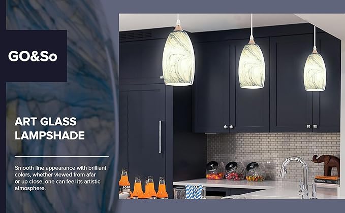 2 Pack Ink-blue Oval Glass Lamp Shade,7.8in Height,4in Diameter,1.57in Fitter,Hand Blown Art Light Fixture Glass Lamp Shade Replacement for Pendant Light Shades Only,Mini Chandelier Shades - by GO&SO
