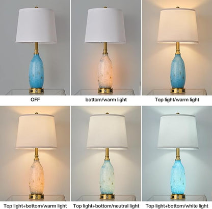AIDENOEY 26" Modern Art Glass Table & Bedside Lamp, Stepless Dimmable Base + Dimmable 3-Color Light, USB A/C Charging Ports, Touch Control & Switch for Bedroom, Living Room, Office, Study