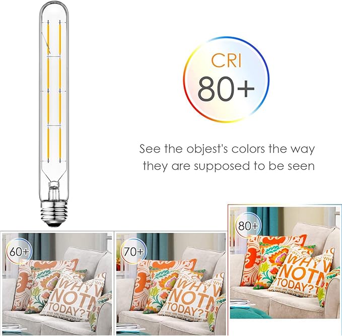 XININSUN T10 LED Bulb, 8.9 Inch Tubular Light, 80W Equivalent, 800lm, Dimmable, E26 Base, Clear Glass, Soft White 3000K