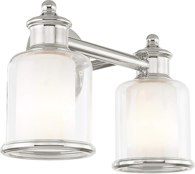 Livex Lighting 40212-35 Transitional Two Light Bath Vanity from Middlebush Collection in Polished Nickel Finish 14.5 x 6.5 x 9