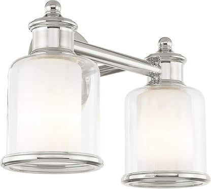 Livex Lighting 40212-35 Transitional Two Light Bath Vanity from Middlebush Collection in Polished Nickel Finish 14.5 x 6.5 x 9