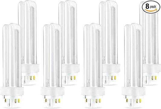 (8 Pack) PLC-13W 865, 4 Pin G24q-1, 13 Watt Double Tube, Daylight White, Compact Fluorescent Light Bulb