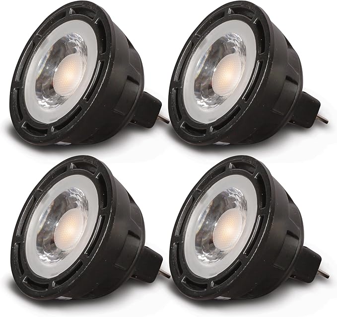 SunLight2® Premium Edition | MR16 LED Bulb 7W | 12V AC | 3000K to 1800K Dim to Warm | CRI 94+ | 36° Beam Angle Spotlight | Black Finish | 4 Pack | Energy Efficient Flicker Free