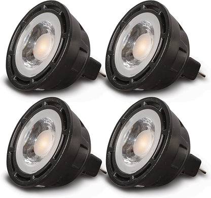 SunLight2® Premium Edition | MR16 LED Bulb 7W | 12V AC | 3000K to 1800K Dim to Warm | CRI 94+ | 36° Beam Angle Spotlight | Black Finish | 4 Pack | Energy Efficient Flicker Free