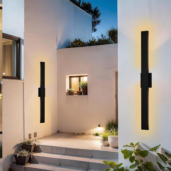2 Pack Modern Outdoor Wall Lights for Patio,48 inch Long Outdoor LED Wall Lights,LED Long Linear Exterior Lighting,Outside Linear Wall Light for Porch,Patio,Enterway,Front Door