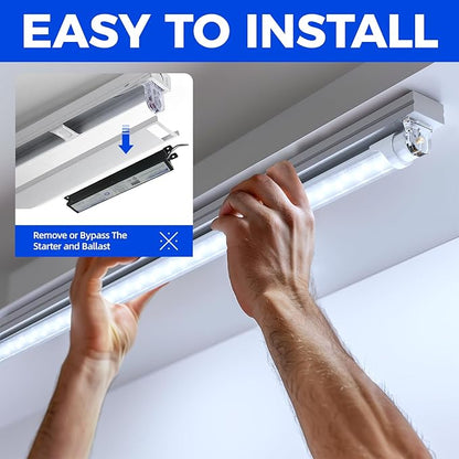 Barrina T8 T10 T12 LED Tube Lights, Dual-End Powered, Remove Ballast, Type B Bulbs, 8FT, FA8, 44W, 6500K Super Bright, 5500LM, LED Replacement for Fluorescent Tubes, Clear Cover, ETL Listed, 4 Packs