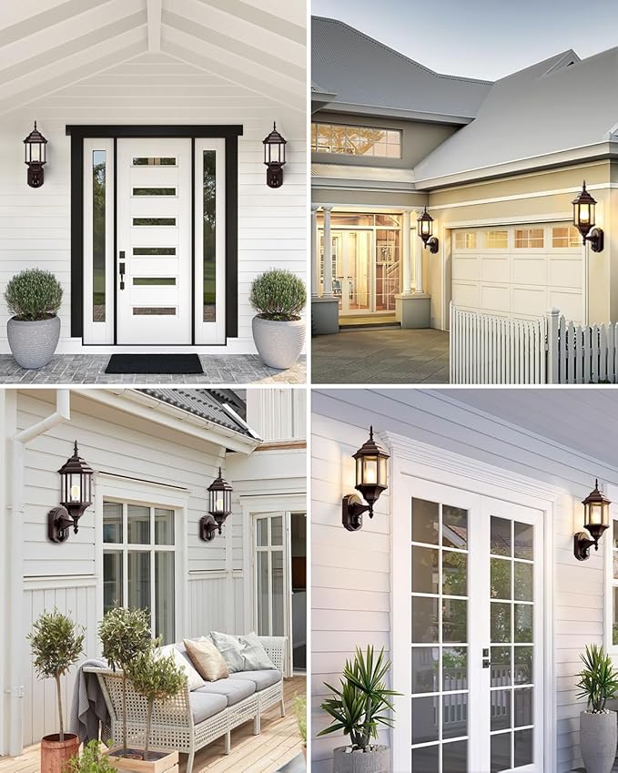 Redluck Motion Sensor Outdoor Lights, 2 Pack 16 inch Dusk to Dawn Outside Porch Lights, Waterproof Anti-Rust Outdoor Wall Lights Exterior Lighting Fixtures for House, Front Door, Brown