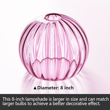 Clear Glass Shade,Replacement Globe & Cover for Lighting Fixture, 8" Diameter, Replacement with 1.65 Inch Fitter for Wall Lamps Chandeliers or Ceiling Light (1, 8Inch - Pink Glass)