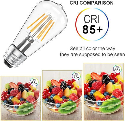 Ralbay 10 Pack Vintage LED Edison Bulbs ST48, 60W Equivalent, Bright Natural White Light 4500K, Clear Glass E26 Medium Base