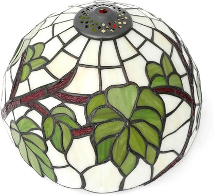 Tiffany Lamp Shade Replacement, 12 Inches Grape Leaves Stained Glass Vintage Handmade Cute Decor Ceiling Light Shade for Table Lamp Pendant Light