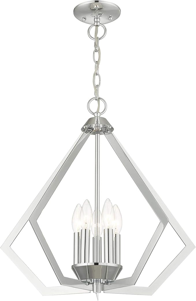 Livex Lighting 40925-05 Transitional Five Light Chandelier from Prism Collection Finish, Polished Chrome