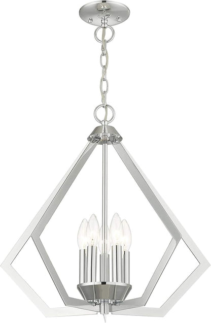 Livex Lighting 40925-05 Transitional Five Light Chandelier from Prism Collection Finish, Polished Chrome