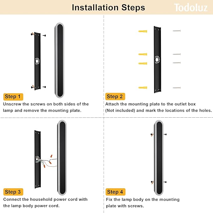 TODOLUZ 2-Pack 40-Inch Long Linear Oudoor Wall Sonce, IP65 Waterproof Modern Wall Light Fixture with Build-in Integrated LED & 5 Color (3000K/3500K/4500K/5000K) for House Front Door Garage