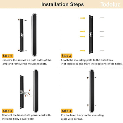 TODOLUZ 2-Pack 40-Inch Long Linear Oudoor Wall Sonce, IP65 Waterproof Modern Wall Light Fixture with Build-in Integrated LED & 5 Color (3000K/3500K/4500K/5000K) for House Front Door Garage