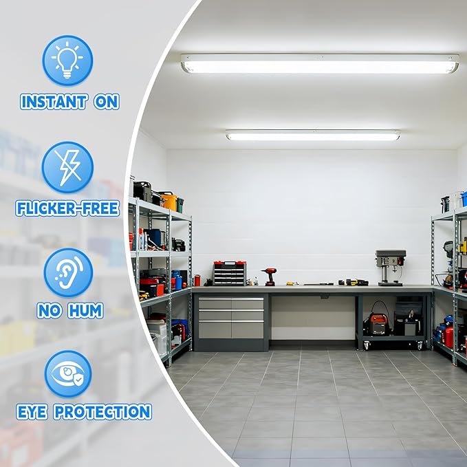 Romwish 4FT T8 LED Tube Light, Type A+B, 18W(=40W), 5000K Daylight, 2400LM, Plug & Play or Ballast Bypass, Single/Double End Powered, T8/T10/T12 Fluorescent Replacement, 48 Inch, 12 Pack, ETL