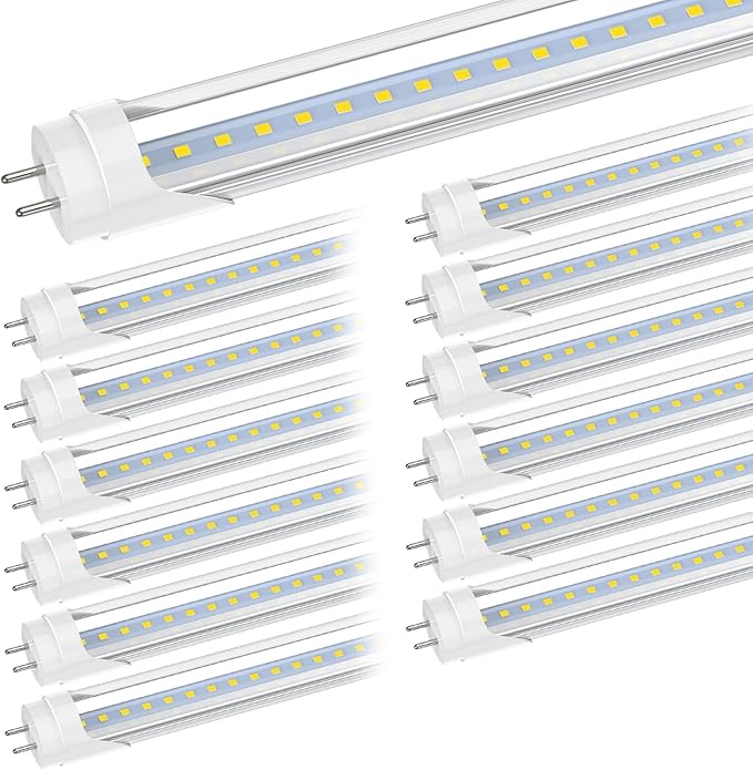 JESLED 24 Inch LED Tube Light, 2FT T8 Hybrid Type A+B, 10W 1120LM 5000K Daylight, Plug & Play or Ballast Bypass, F17T8 Fluorescent Replacement, Clear Cover, 12 Pack, ETL Listed
