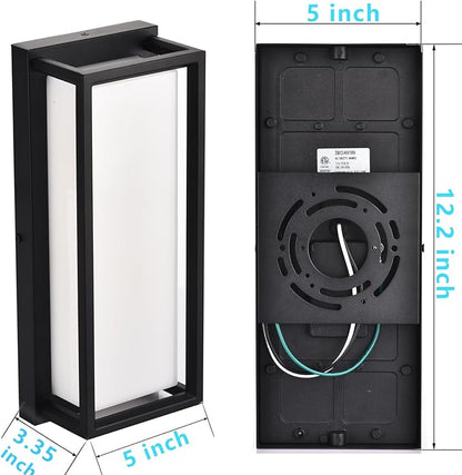 Dimmable LED Outdoor Wall Sconce, Modern Porch Lights 2700K 3000K 3500K 4000K 5000K 5 Colors Changeable,1400 Lumens Exterior Up Down Outdoor Wall Lights for House,Garage Door 2 Pack