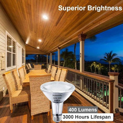 PAR30 Long Neck Halogen 39W - 6 Pack PAR30 Flood Light Bulbs E26 Base, PAR 30 Dimmable 2800K Warm White, Long Lasting PAR 30 Halogen Bulb for Accent Lighting, Tracking Light, Recessed Lights