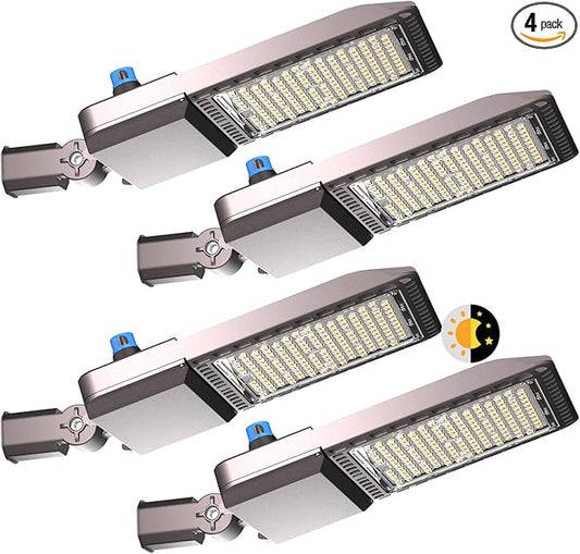 240W LED Parking Lot Lights 36000Lm (150Lm/W) LED Parking Lot Lights Commercial with Smart Photocell 5000K Pole Light Outdoor with ETL Listed 6KV SPD- 4Pack 7Yrs Warranty
