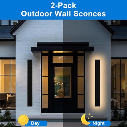 2PCS 40in Long LED Outdoor Wall Lights Dimmable Outdoor Wall Sconce 30W LED Linear Exterior Light Fixture for House Garage Courtyard, 3000K-6000k, Suit for US Standard Junction Box