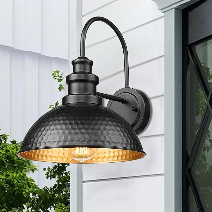 Outdoor Barn Lights, 11.4 Inch Farmhouse Exterior Lighting Fixture, Anti-Rust Waterproof Industrial Black Outside Wall Sconces, Industrial Outdoor Wall Light for Porch,Garage,Patio (Black, 3 Pack)