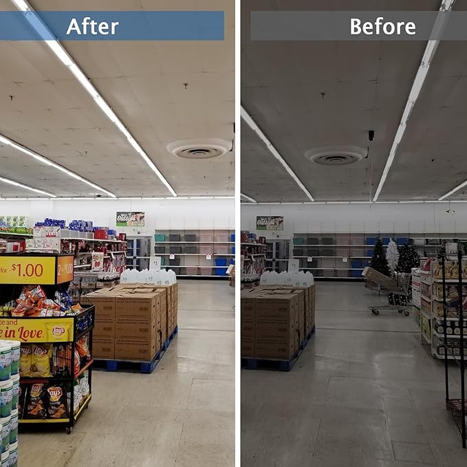 T8 LED Bulbs 4 Foot, 24W 3120 Lumen, 6500K Cool White, Type A+B 4FT Tube Light, T10 T12 65W Equivalent Fluorescent Replacement for Office Shop Light, Remove Ballast or Plug & Play, 4 Pack