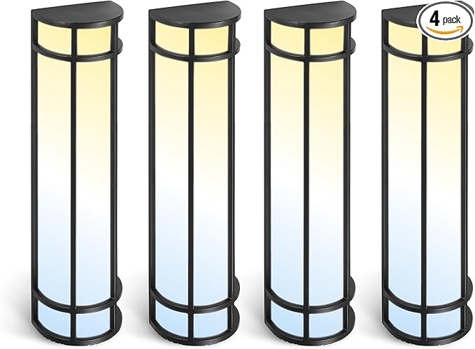 ASD LED 24" Half Cylinder Wall Light Fixture, Outdoor Patio Sconce | 3CCT, Stainless Steel, Waterproof, Energy Star, ETL Listed | 24W 1970LM 3000-5000K 100-277V | Exterior Lighting | Black, 4 Pack