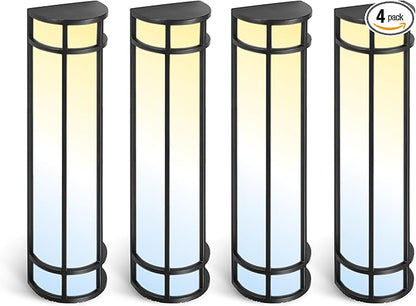 ASD LED 24" Half Cylinder Wall Light Fixture, Outdoor Patio Sconce | 3CCT, Stainless Steel, Waterproof, Energy Star, ETL Listed | 24W 1970LM 3000-5000K 100-277V | Exterior Lighting | Black, 4 Pack