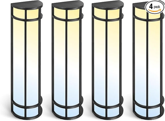 ASD LED 24" Half Cylinder Wall Light Fixture, Outdoor Patio Sconce | 3CCT, Stainless Steel, Waterproof, Energy Star, ETL Listed | 24W 1970LM 3000-5000K 100-277V | Exterior Lighting | Black, 4 Pack