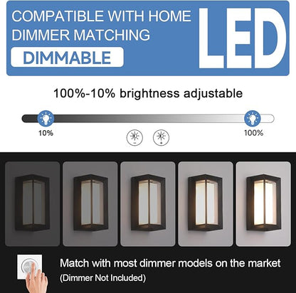 Outdoor Wall Lights Exterior/Interior LED 24W Adjustable 3-Color 2100LM IP65 Sconces Lights Waterproof Modern Outdoor Porch Lighting Fixtures Aluminum Wall Lights Compatible with Dimmers