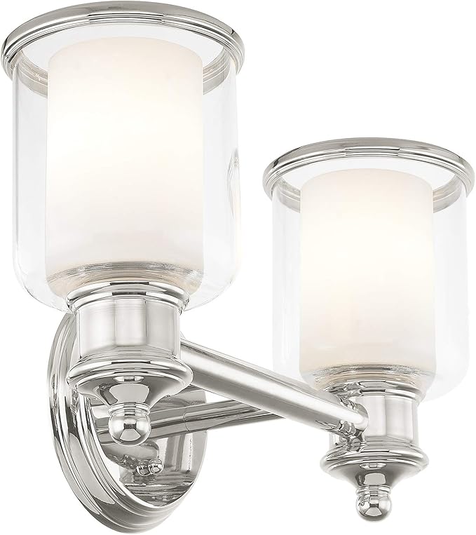 Livex Lighting 40212-35 Transitional Two Light Bath Vanity from Middlebush Collection in Polished Nickel Finish 14.5 x 6.5 x 9