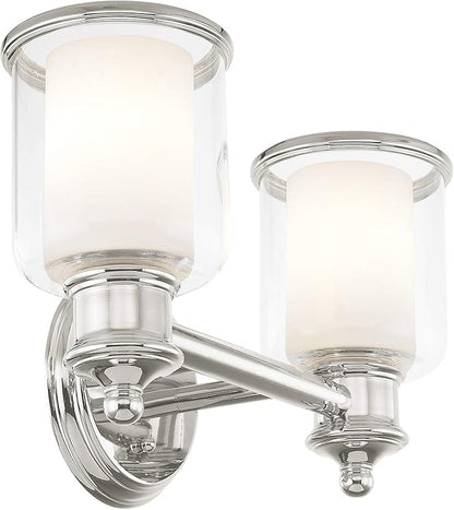 Livex Lighting 40212-35 Transitional Two Light Bath Vanity from Middlebush Collection in Polished Nickel Finish 14.5 x 6.5 x 9