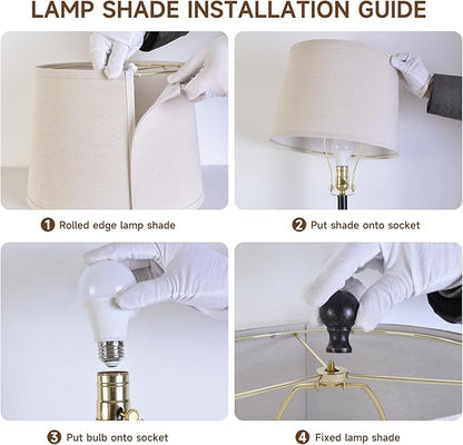 Terpsichore Nightstand Lamp Bedside Lamps Set of 2 Desk Lamp Vintage Rustic Farmhouse Table Lamp 3 Way Dimmable Light,Bulb*2,USB A+C Port (Black with Gold, High 27 Inch)