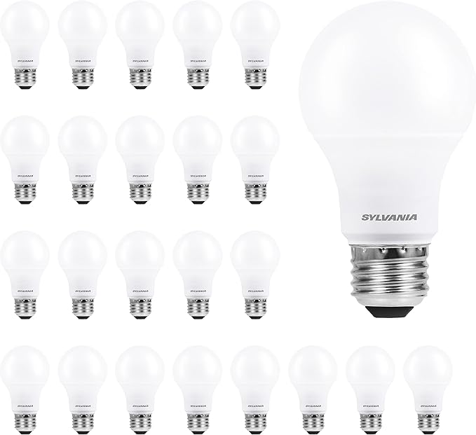 LEDVANCE Sylvania ECO LED A19 Light Bulb, 60W Equivalent Efficient 9W, 7 Year, 750 Lumens, Medium Base, Frosted, 2700K, Soft White - 24 Pack (40986)