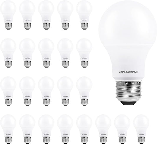 LEDVANCE Sylvania ECO LED A19 Light Bulb, 60W Equivalent Efficient 9W, 7 Year, 750 Lumens, Medium Base, Frosted, 2700K, Soft White - 24 Pack (40986)
