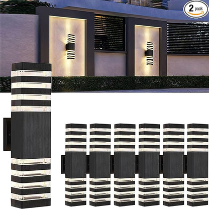 6Pack 18inch LED Square Up & Down Wall Lights,24W Outdoor Wall Light 4000K Day White Aluminum Body Waterproof IP65 LED Exterior Light Fixtures Wall Mount for House Patio Garage Garden