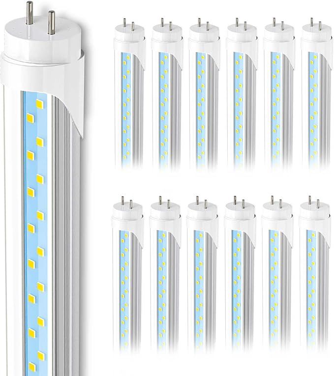 JESLED 2FT T8 LED Tube Light, 12W(30W Equivalent), 1680LM, 6000K, Ballast Bypass, 24 Inch F17T8 Fluorescent Bulb Replacement, Dual Ended, 24” Lighting Tube Fixture (12-Pack)