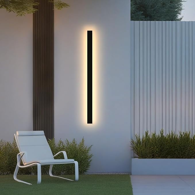 Modern Outdoor Wall Lights 59.1 Inches 3000K LED Outdoor Wall Light for House Exterior Wall Garage Entrance Lighting Fixtures Waterproof Long Strip Wall Sconces for Doorway Patio Passage