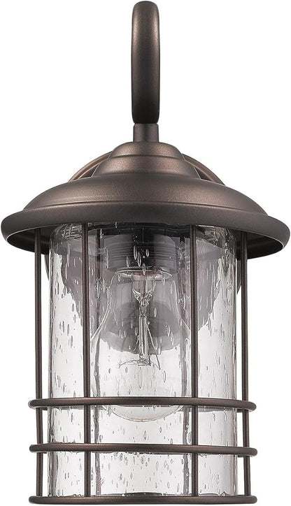 MICSIU Outdoor Light Sconces Wall Mount 2 Pack, Bronze Exterior Light Fixtures with Clear Seedy Glass, 9.8 Inch Outside Light for Home, House, Entryway, Patio, Garage, Doorway