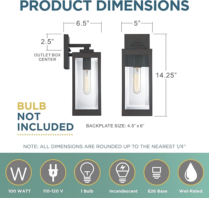 Quoizel Westover Modern Wall Sconce, 14.25 Inch Western Bronze 1-Light Outdoor Light Fixture, Clear Beveled Glass Wall Lantern, 100 W, Industrial Design Wall Light for Porch, Patio, Gazebo or Yard